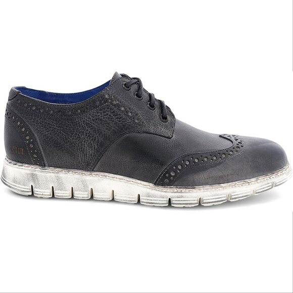 BED STU Men's Cayuga II Wingtip Oxford Sneakers Shoes Size 9.5 Black Leather NEW - Picture 1 of 13